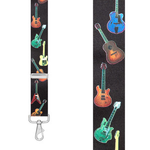GUITAR 1.5-Inch Wide Trigger Snap Suspenders - Front View