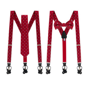 Red Christmas Tree Tie & Suspender Set by Oxford Kent