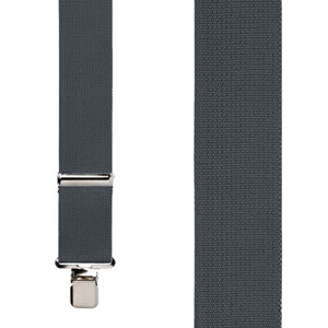 2 Inch Wide Construction Clip Suspenders in Dark Grey - Front View