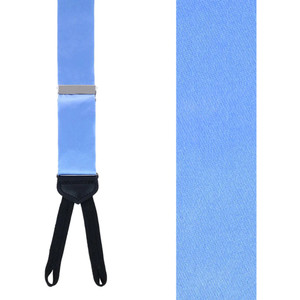 Silk Suspenders 1.5-Inch Wide Runner End Suspender in Light Blue - Front View