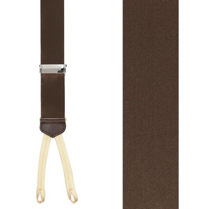 Runner End Silk Suspenders 1.38-Inch Wide in Brown - Front View