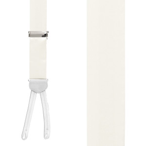 Runner End Silk Suspenders 1.38-Inch Wide in Ivory - Front View