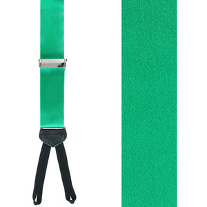 Runner End Silk Suspenders 1.38-Inch Wide in Kelly Green - Front View