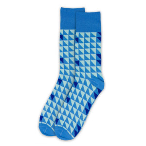Men's Blue Aqua Triangle Shapes Crew Socks