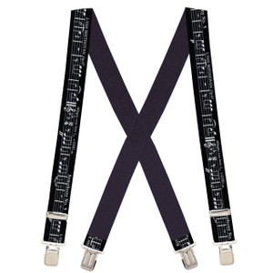 Beethoven On Black X-Back Suspenders - 1 1/2" Width, 48" Length