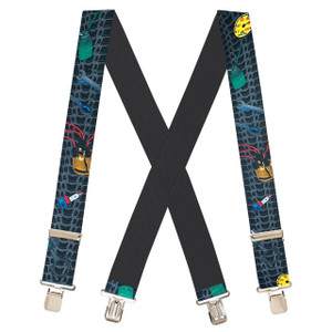 Mechanic On Black X-Back Suspenders - 2" Width, 48" Length