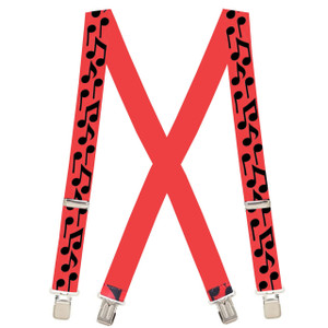 Notes On Red X-Back Suspenders - 1 1/2" Width, 48" Length