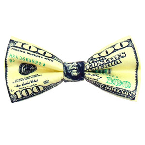 Men's $100 Dollar Bill Pre-Tied Banded Adjustable Novelty Bow Tie