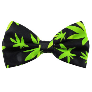 Men's Pot Leaf Pre-Tied Banded Adjustable Novelty Bow Tie