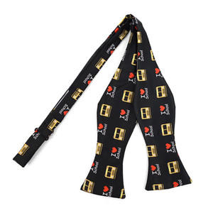 Men's School Bus Pattern Novelty Traditional Freestyle Self-Tie Bow Tie - Black Tan