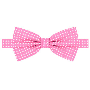 Men's Polka Dot Print Pre-Tied Banded Adjustable Bow Tie - Carnation Pink