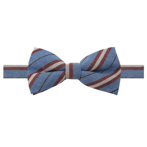 Men's Orson Variegated Diagonal Stripe Pre-Tied Adjustable Banded Bow Tie - Light Denim and Burgundy
