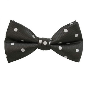 Men's Polka Dot Pre-Tied Banded Bow Tie - Charcoal Gray White