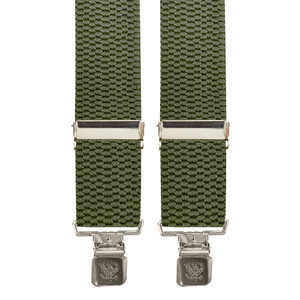 2 Inch Wide X-Back Construction Clip Suspenders - OLIVE