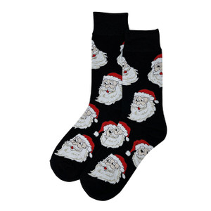 Men's Jolly Santa Faces Christmas Socks - Black