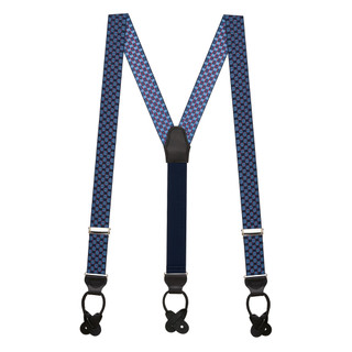 NAVY Jacquard Tacoma Suspenders - BUTTON | SuspenderStore