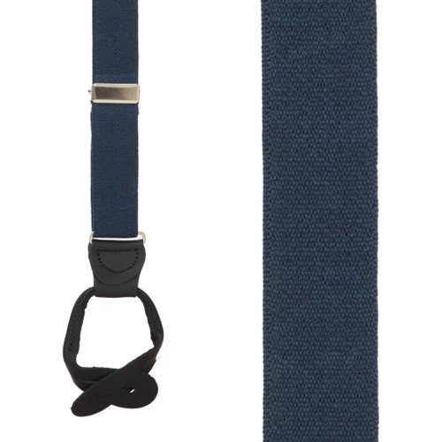 1 Inch Wide Button Suspenders in Navy Blue - Front View