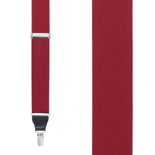 Grosgrain Clip Suspenders - Dark Red Front View