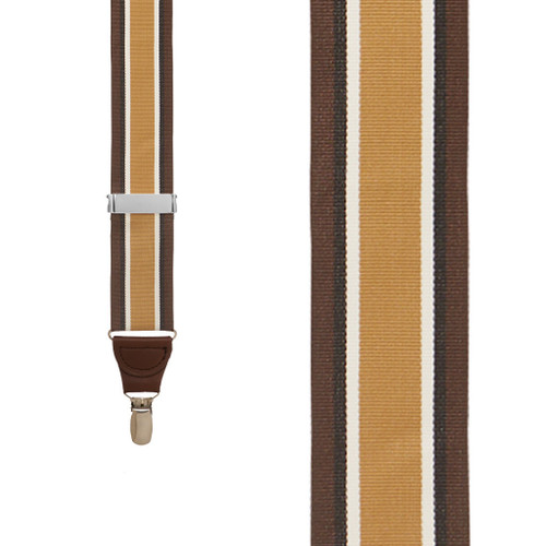 Grosgrain Clip Suspenders - Brown Stripe Front View