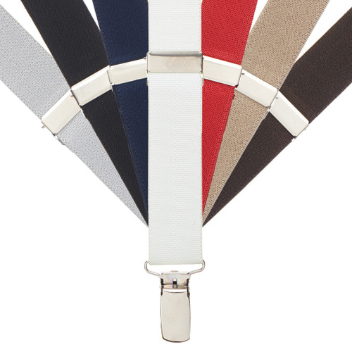 1 Inch Wide Clip Kids Suspenders Solid Colors (Y-Back) -All Colors