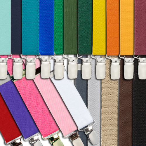 1 Inch Wide Clip Suspenders - Solid Colors (X-Back)
