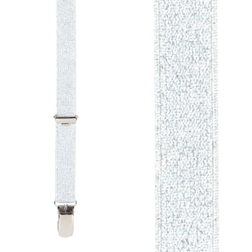 Silver Glitter Suspenders - Front View