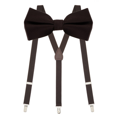 Bow Tie and Suspenders Set in Brown