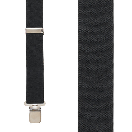 Front View - 1.5 Inch Wide Construction Clip Suspenders - BLACK