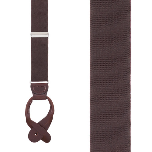 1.5 Inch Wide Button Suspenders  in Brown- Front View