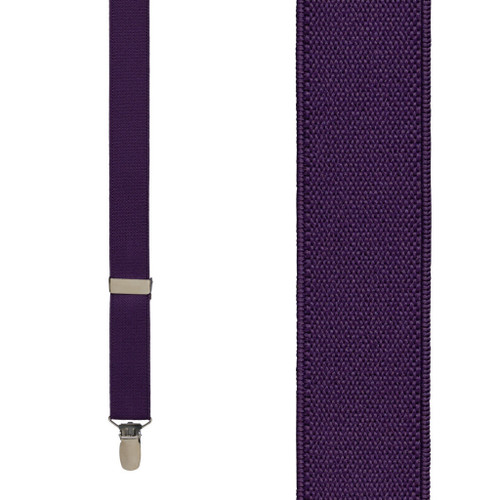 1 Inch Wide Clip Y-Back Suspenders in Plum - Front View