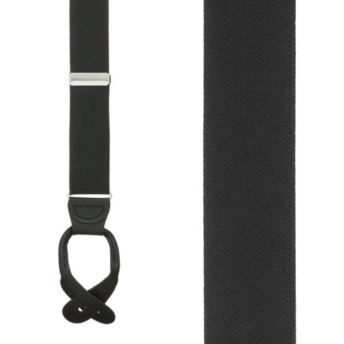 1.5 Inch Wide Button Suspenders in Black - Front View