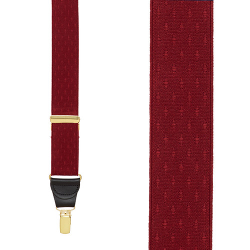 Jacquard Diamond Suspenders in Burgundy - Front View