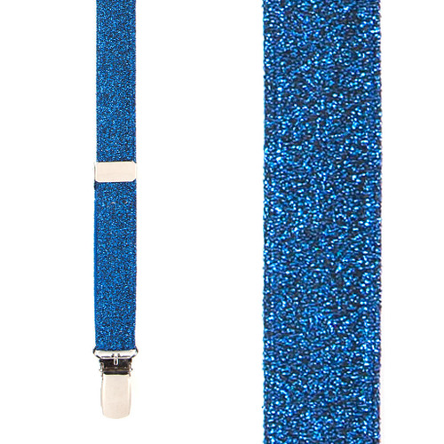 Royal Blue Glitter Suspenders - Front View