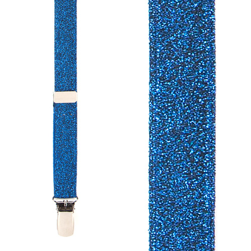 Royal Blue Glitter Suspenders - Front View