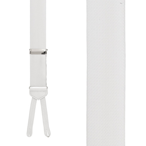Jacquard Silk Suspenders in White - Front View