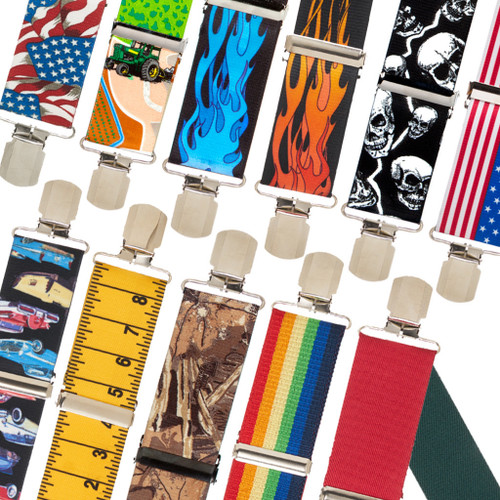 Big & Tall 2-Inch Novelty Pin Clip Suspenders - All Colors