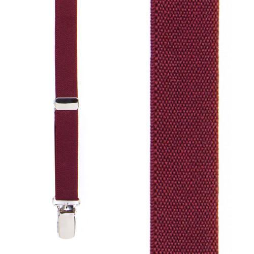 Thin Matte Suspenders in Burgundy - Front View
