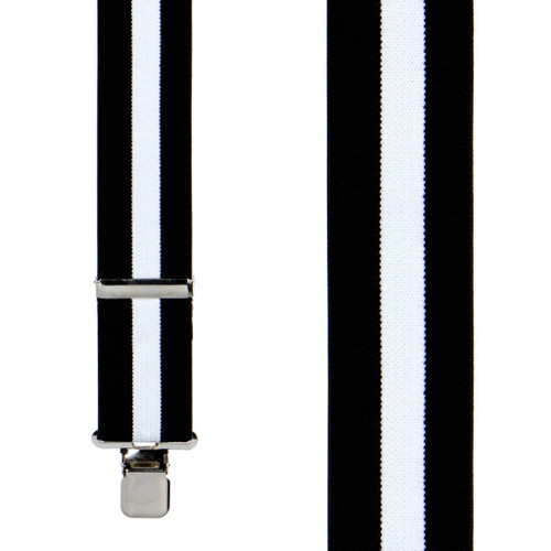 Classic Suspenders - Front View - Black & White Stripe