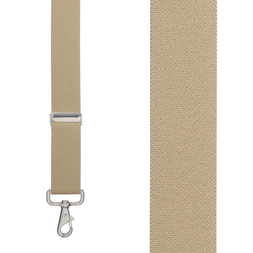 Front View - 1.5 Inch Wide Trigger Snap Suspenders - TAN