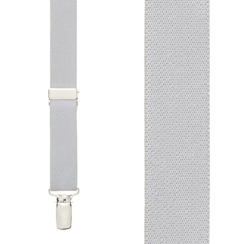 1 Inch Wide Clip Y-Back Suspenders in Light Grey - Front View