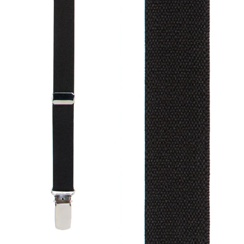 1/2 Inch Wide Skinny Suspenders in Black - Front View