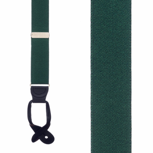 1.5 Inch Wide Button Suspenders in Green - Front View