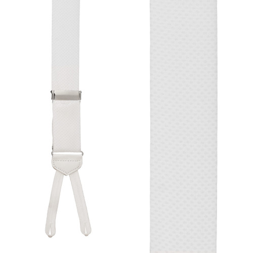Jacquard Silk Suspenders in White - Front View