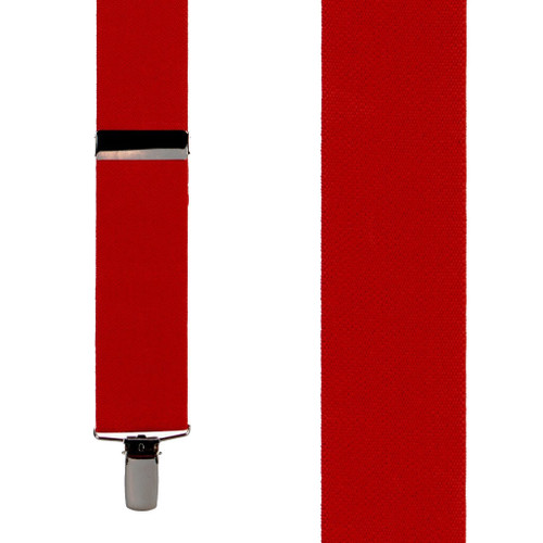 Front View - 1.5 Inch Wide Clip Suspenders - RED