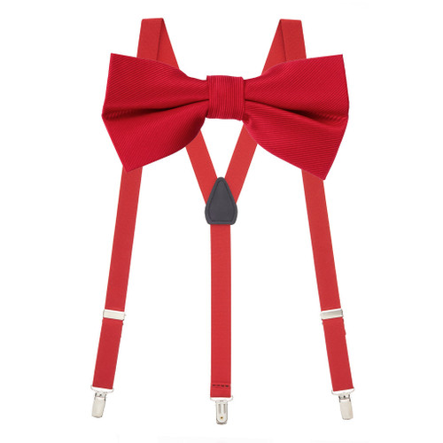 Bow Tie and Suspenders Set in Red