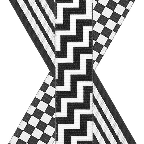 Black & White Y-Back Suspenders - Front View