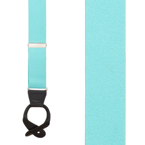 1.5 Inch Wide Button Suspenders in Tiffany - Front View