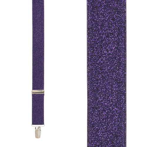 Glitter Suspenders in Purple - Front View