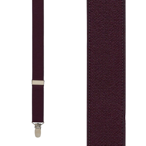 1 Inch Wide Clip Y-Back Suspenders in Eggplant - Front View