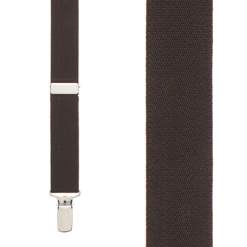 1 Inch Wide Clip Y-Back Suspenders in Brown - Front View